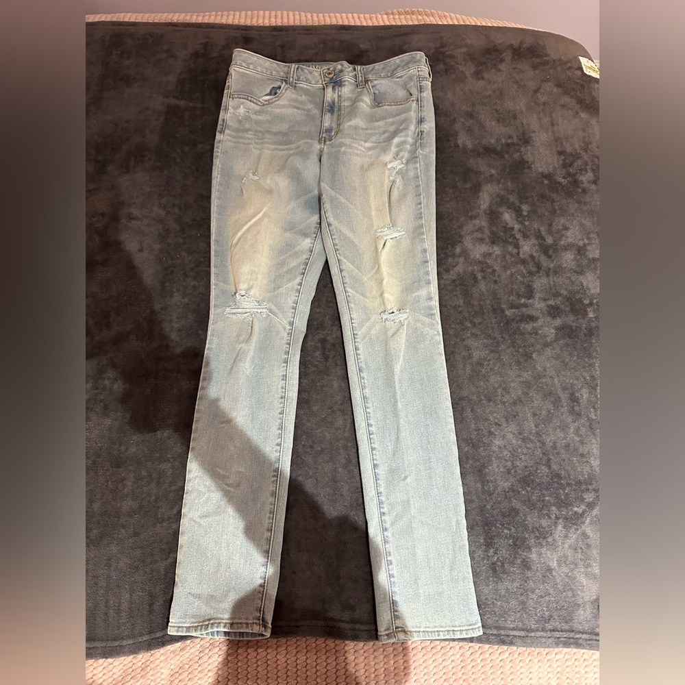 American Eagle Vintage Light Blue Distressed Women Jeans (12)